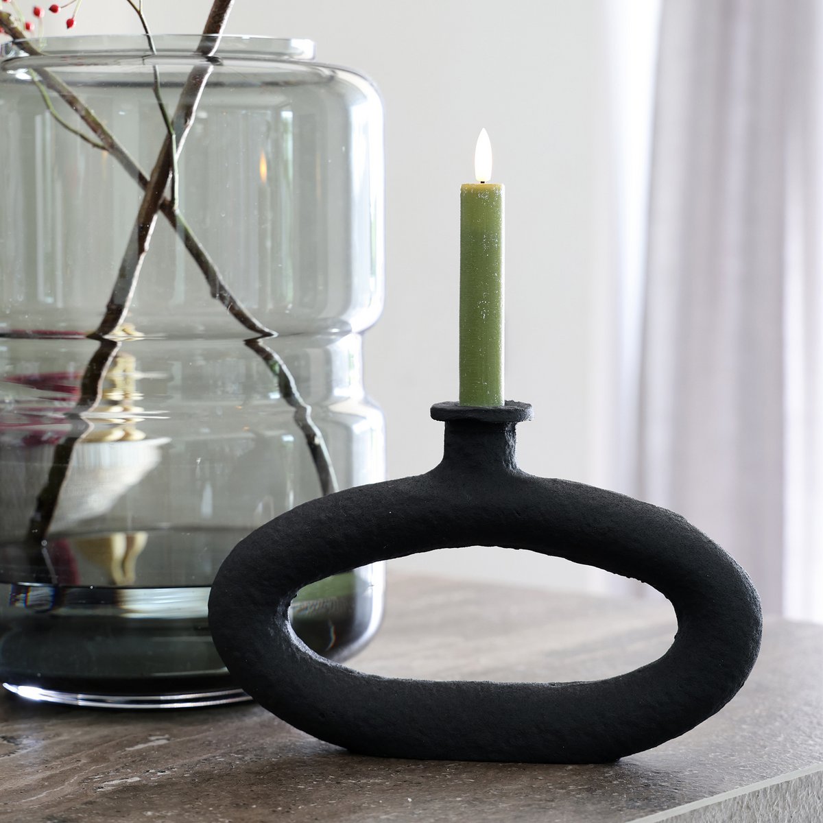 Kandelaar Rocha rough Black - S, L