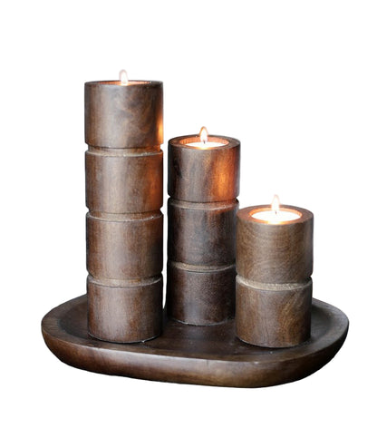 Waxinelichthouder Broomfield walnut - S, M, L