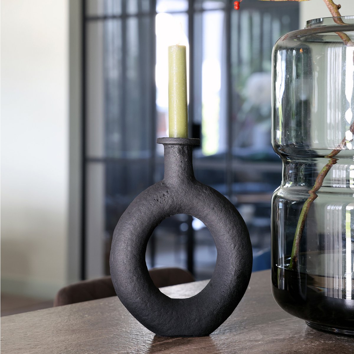 Kandelaar Rocha rough Black - S, L