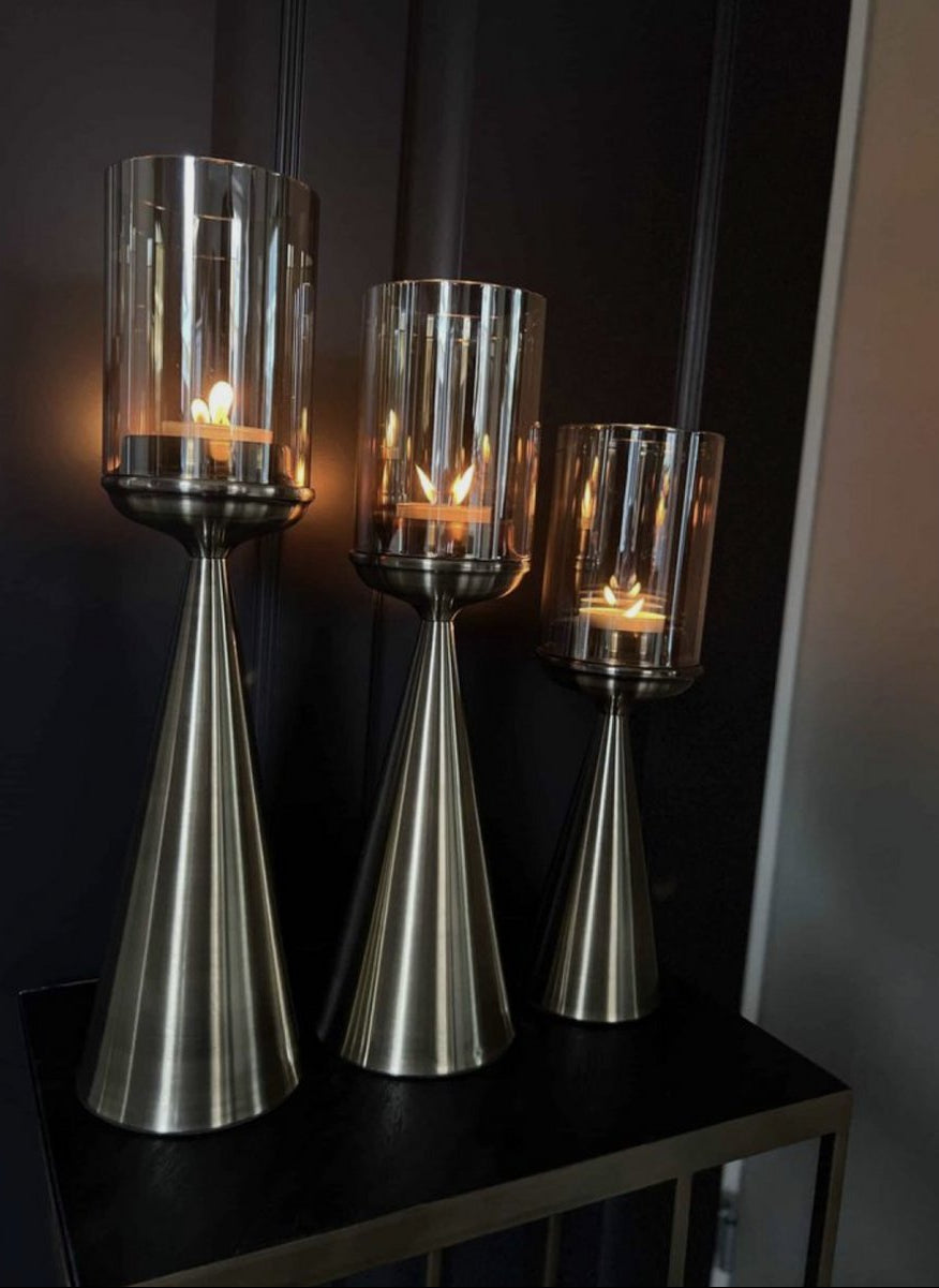 Kandelaar Glas Goud - L